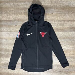 Nike Dri Fit Chicago Bulls Hoodie Jacket Mens S Black Vented Hood Patch Full Zip